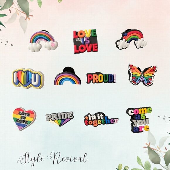 11 Pc Pride LGBTQ+ Croc Shoe Charms Jibbitz - Pride Love Set Bundle Lot - Picture 4 of 4